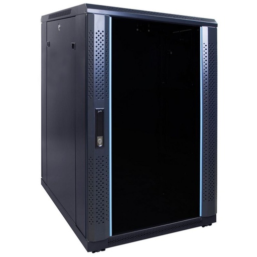 [8719172410822] 18U serverkast met glazen deur 600x800x1000mm (BxDxH)